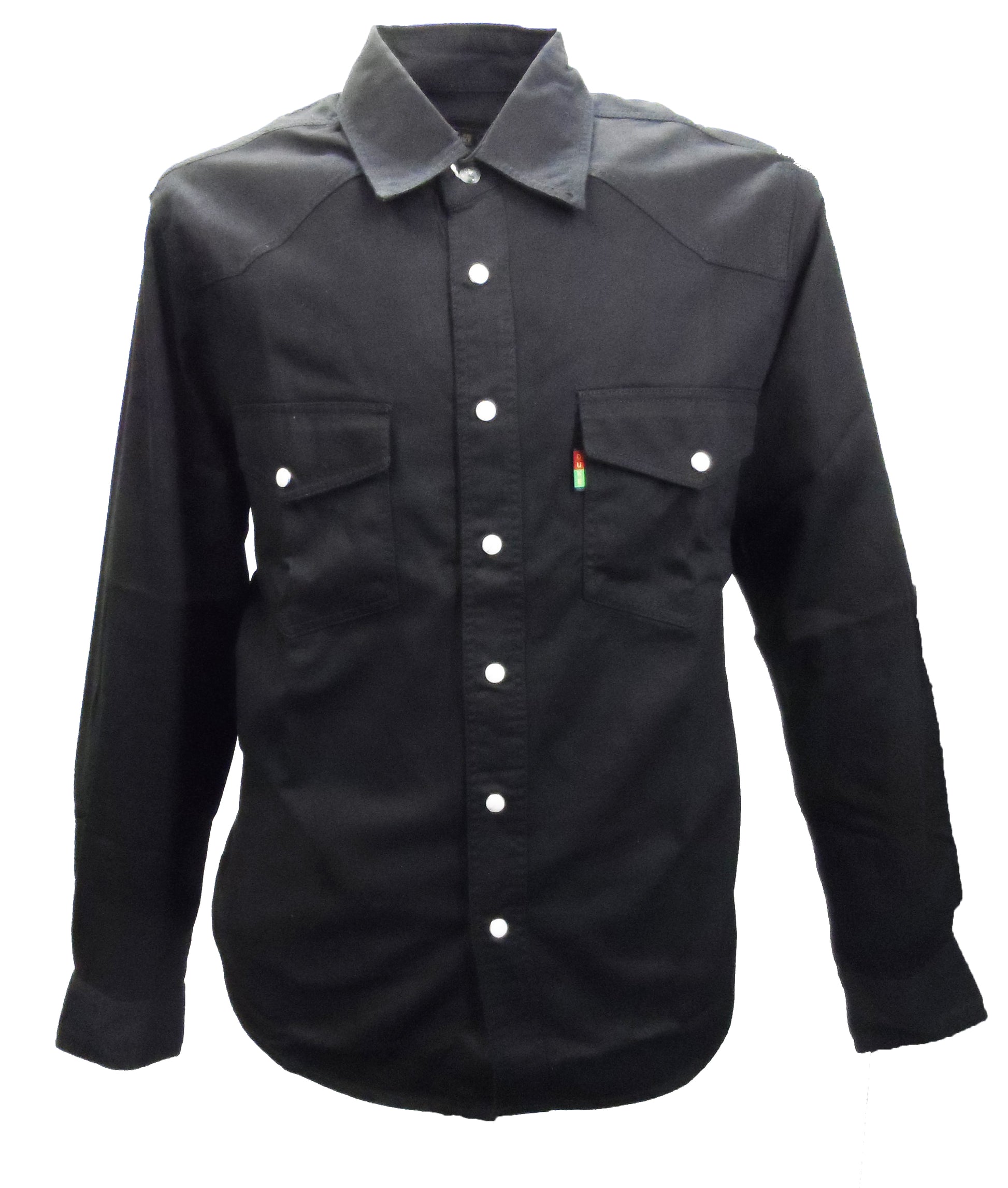 Duke Mens Black Western-style Denim Shirt1
