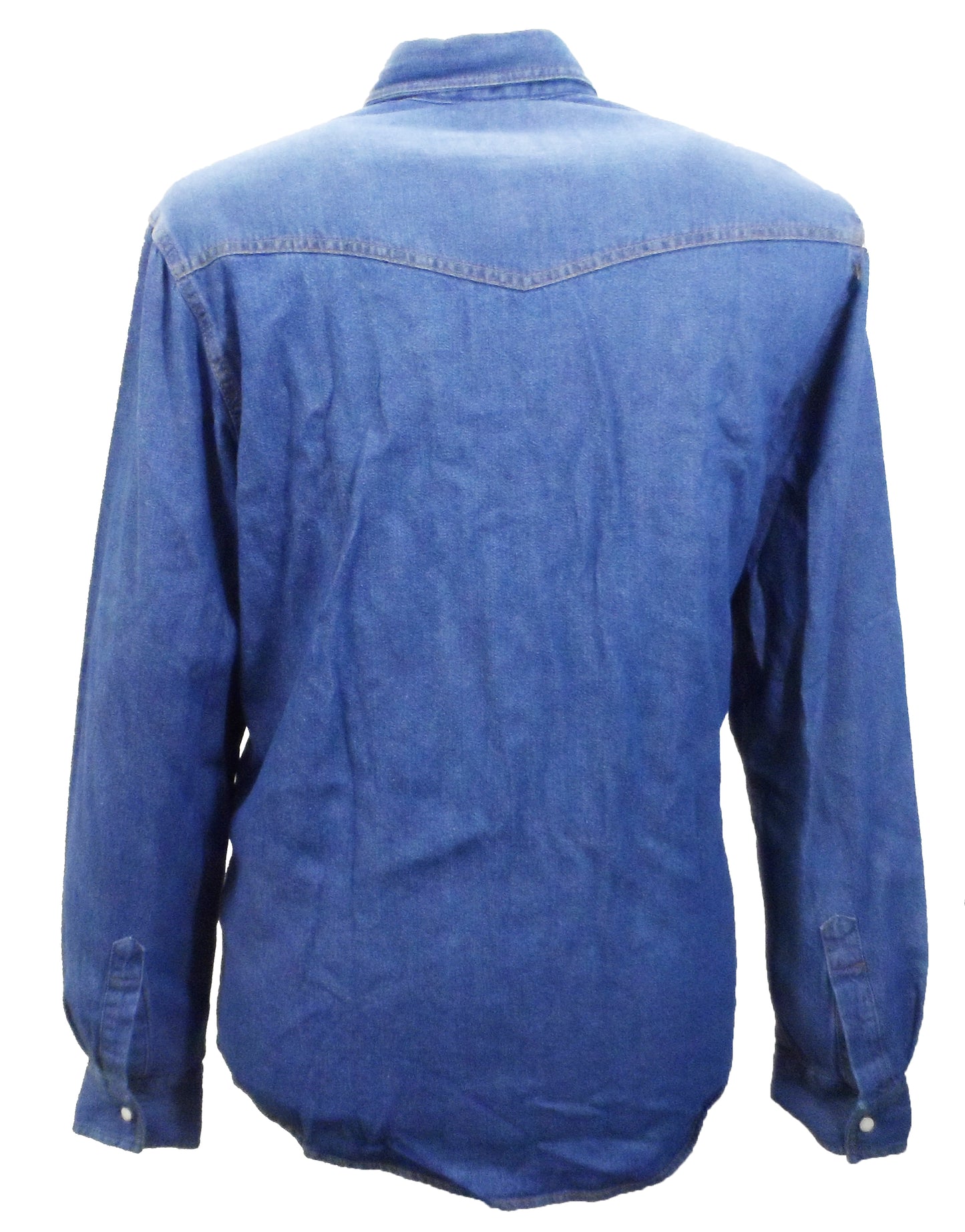 Duke Mens Stonewash Blue Western-style Denim Shirt