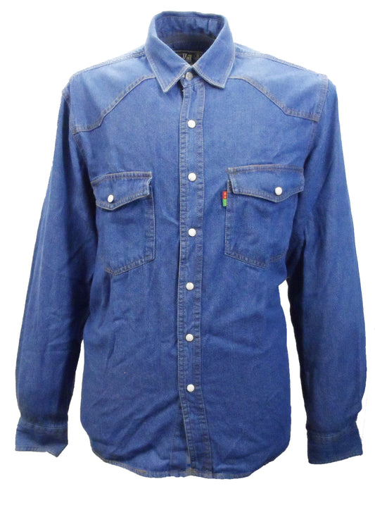 Camicia di jeans in stile western blu Stonewash Duke da uomo