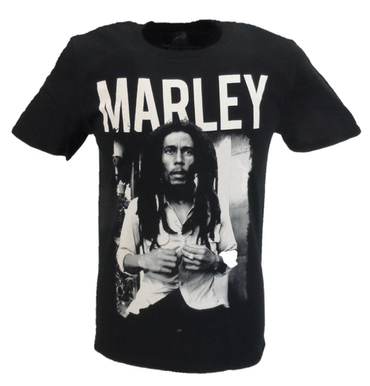 T-shirt noir et blanc sous licence officielle Bob Marley pour hommes