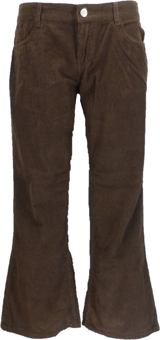 Run & Fly Mens Vintage 60s 70s Retro Brown Bootcut Flared Cords