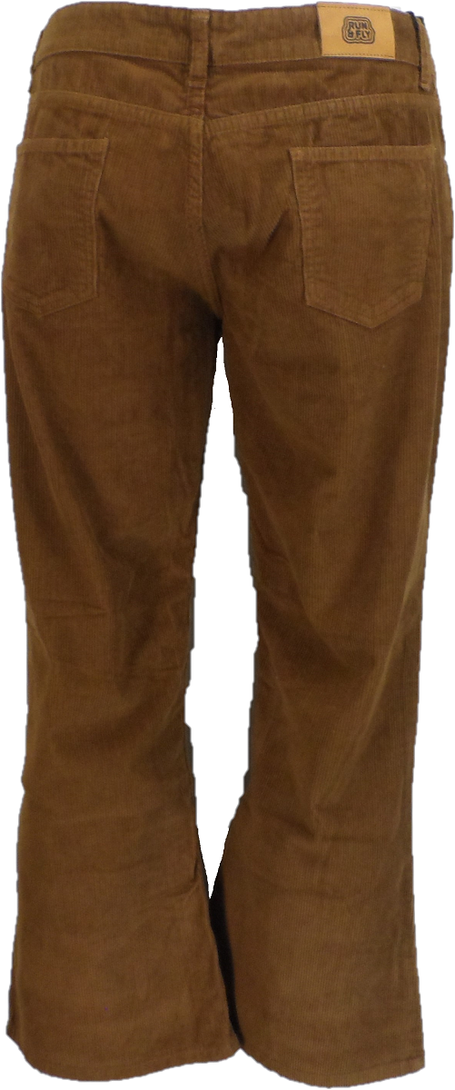Run & Fly Mens Vintage 60s 70s Retro Tan Bootcut Flared Cords