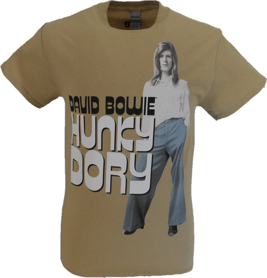 تي شيرت رجالي مرخص رسميًا باللون البيج David Bowie Hunky Dory