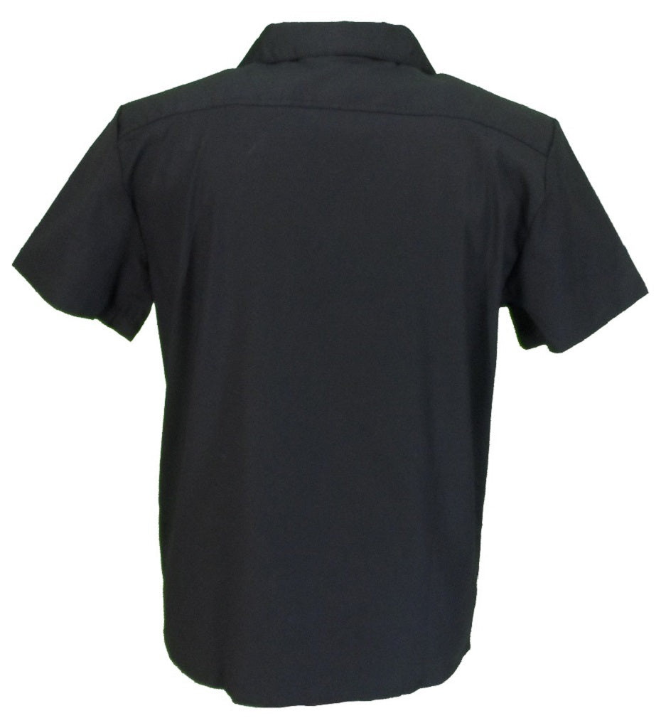 Mazeysメンズ レトロ ホワイト/ブラック 50 年代 ロカビリーbowling shirts