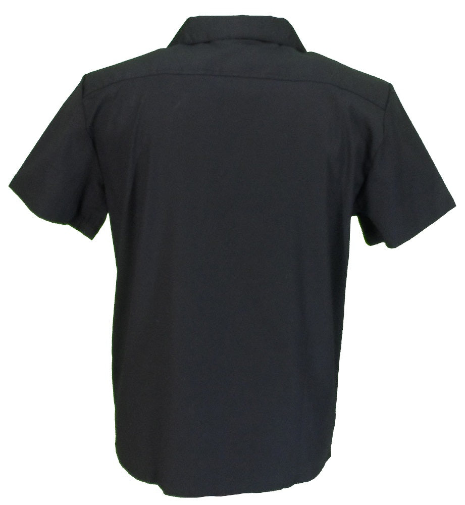 Mazeysレトロ ブラック/ブルー ロカビリーBowling Shirts