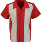 Mazeys retro profundo rojo/crema rockabilly Bowling Shirts