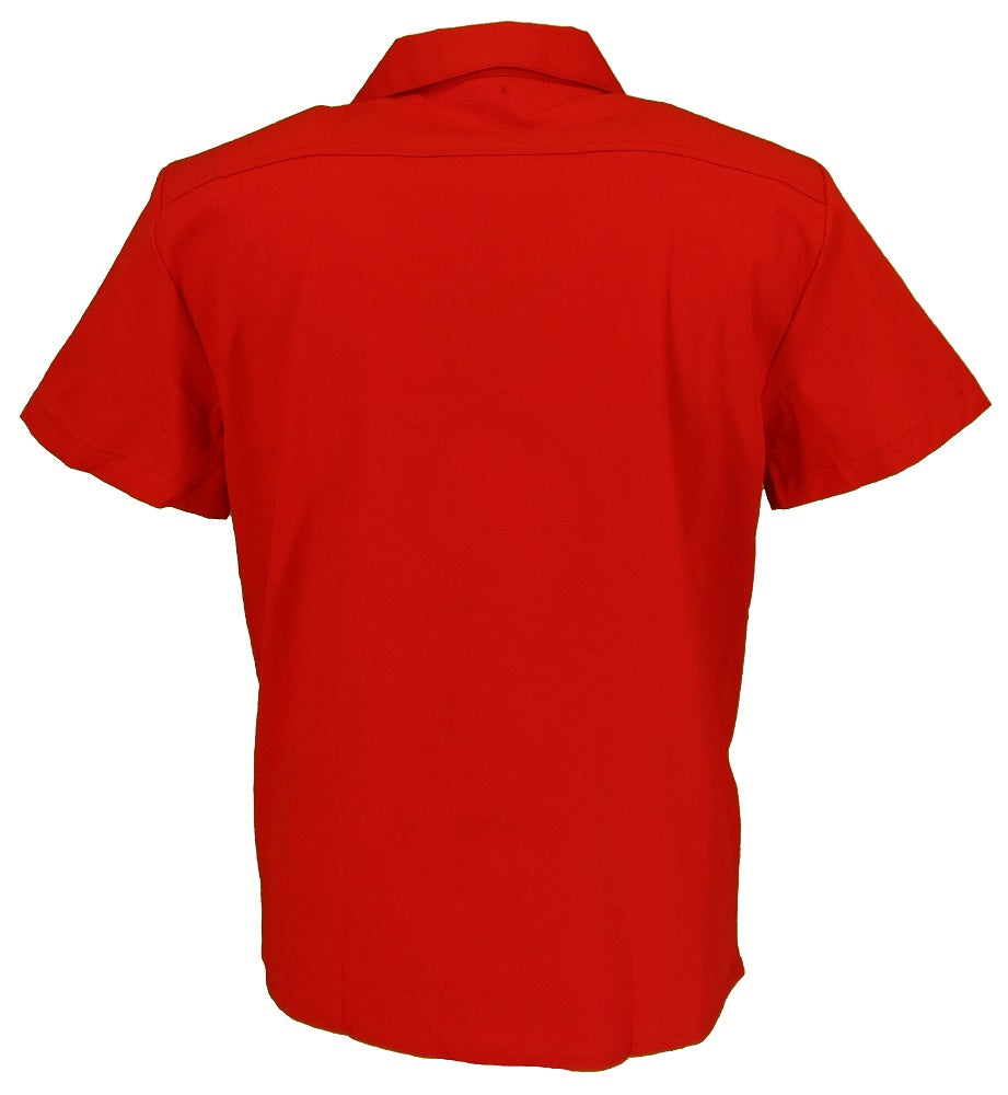 Mazeys rétro rouge profond/crème rockabilly Bowling Shirts