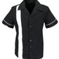 Mazeysレトロ ブラック/ホワイト 1 ストライプ ロカビリーBowling Shirts