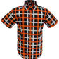Mazeys herre sort/orange/hvid ternet 100% bomuld kortærmede skjorter