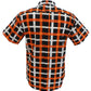 Mazeysメンズ ブラック/オレンジ/ホワイト チェック コットン 100% 半袖シャツ