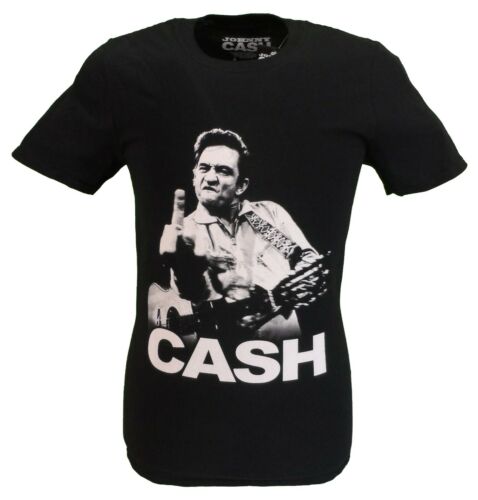 Herre Sort Officiel Johnny Cash Finger T-Shirt
