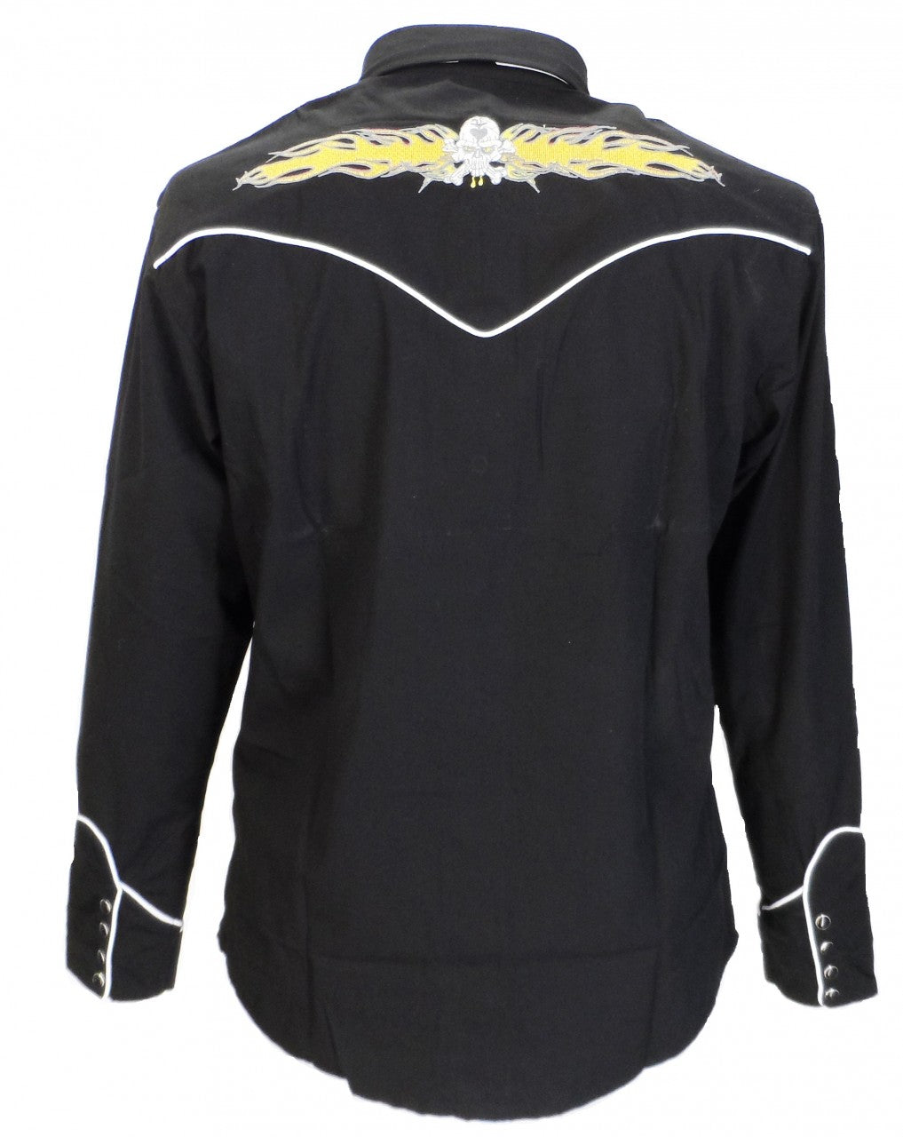 Men s Retro Rockabilly Black Yellow Cowboy Shirt Mazeys Mazeys UK