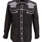 Mazeys camisas vintage/retro de vaquero estrella occidental negra para hombre