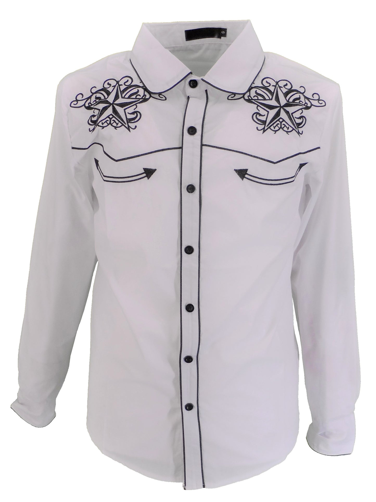 Mazeys Camisas Vintage/Retro De Vaquero Estrella Occidental Blanca Para Hombre