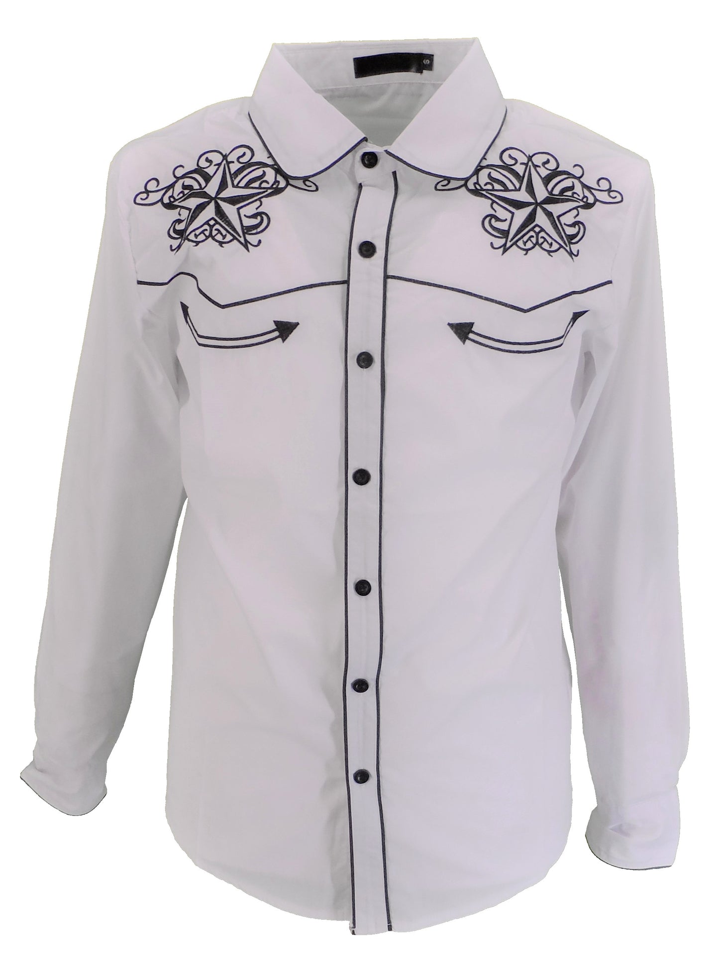 Mazeys Mens White Western Star Cowboy Vintage/Retro Shirts