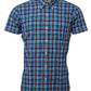 Relco Mens Multi Checked Short Sleeved Button Down Shirts
