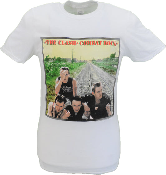 Maglietta bianca ufficiale da uomo The Clash Combat Rock