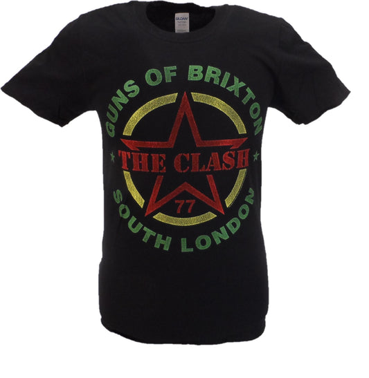 Mens Black Official The Clash Guns of Brixton T Shirt