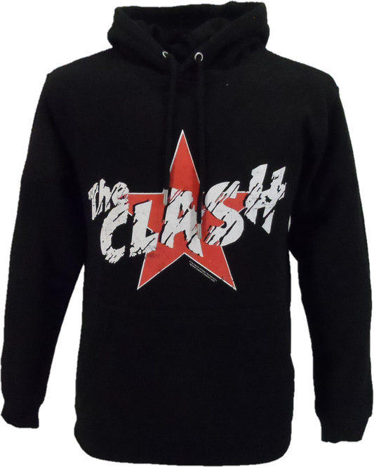 Felpa nera da uomo con cappuccio e logo della stella The Clash