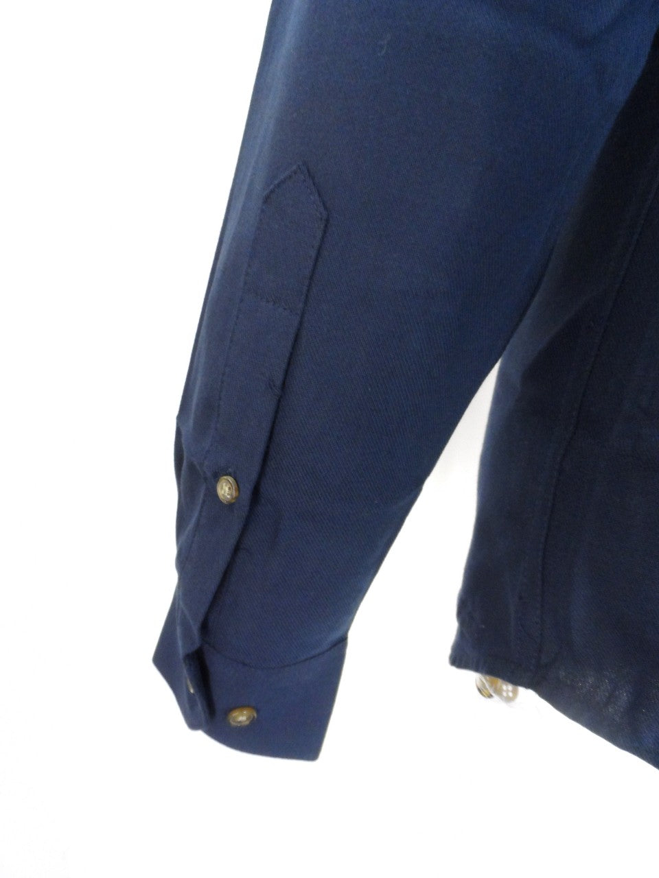 Camicie abbottonate mod retrò a maniche lunghe in cotone selby blu scuro Farah