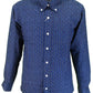 Camisas con botones mod retro de manga larga de algodón con diamantes azul marino platino Relco
