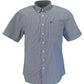 Farah blau/weiß kleinkariertes, kurzärmliges Baumwoll-Retro-Mod-Button-Down-Hemd …