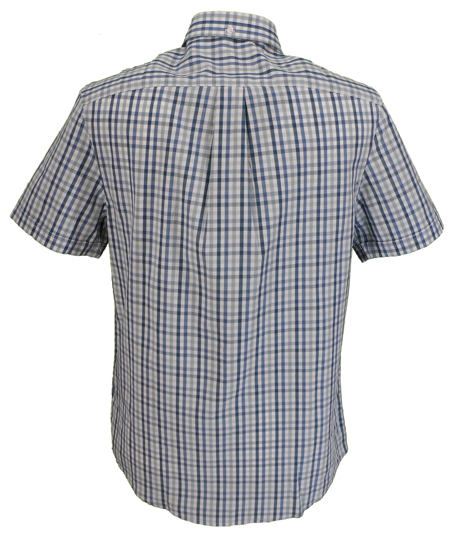 Farah Mens Blue Surf Gingham Check 100% Cotton Short Sleeved Shirt