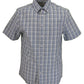 Farah Mens Blue Surf Gingham Check 100% Cotton Short Sleeved Shirt