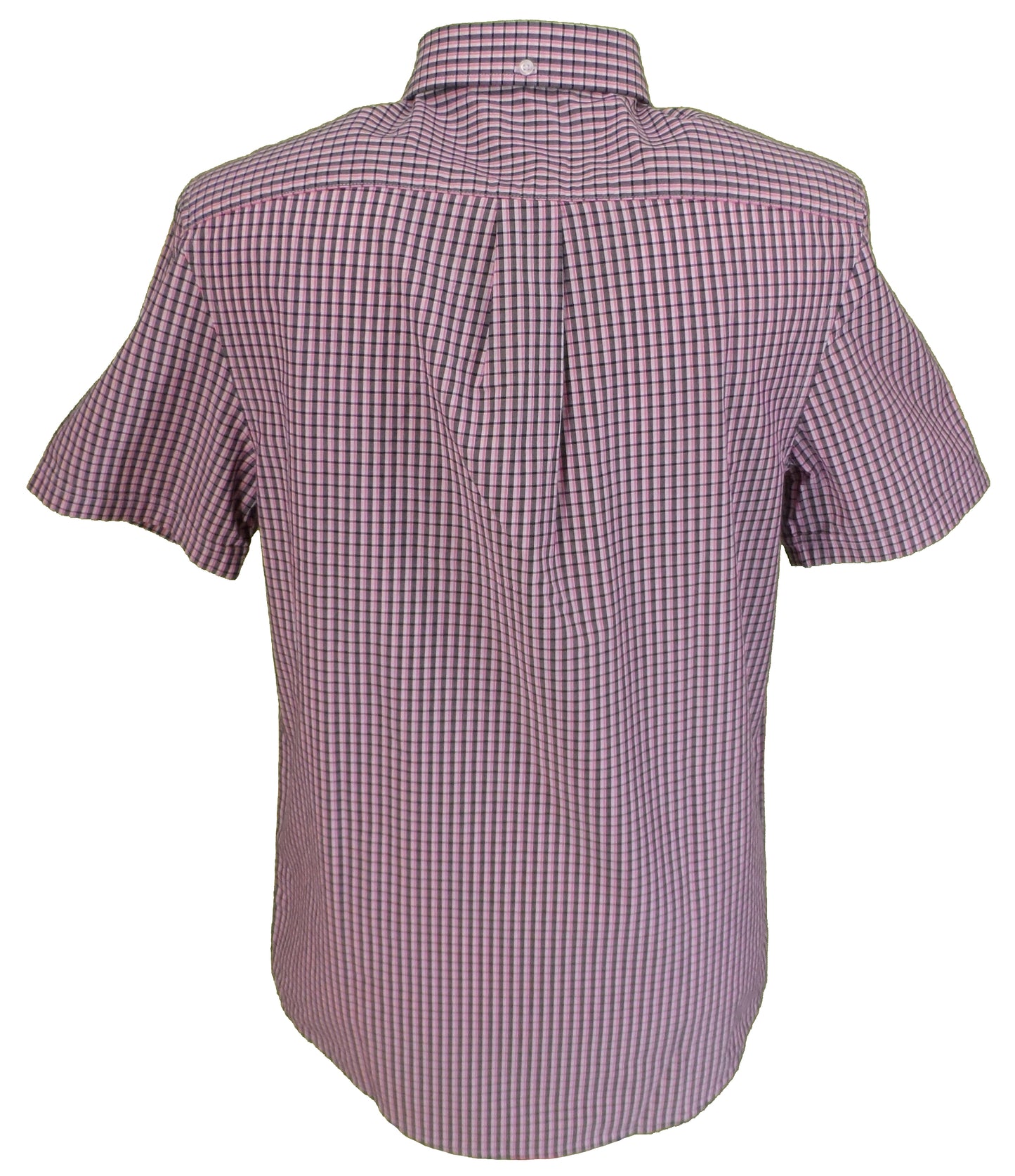 Chemise à manches courtes 100 % coton à carreaux roses et gris Farah pour homme