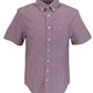 Camicia da uomo a maniche corte in cotone 100% a quadri rosa e grigio Farah