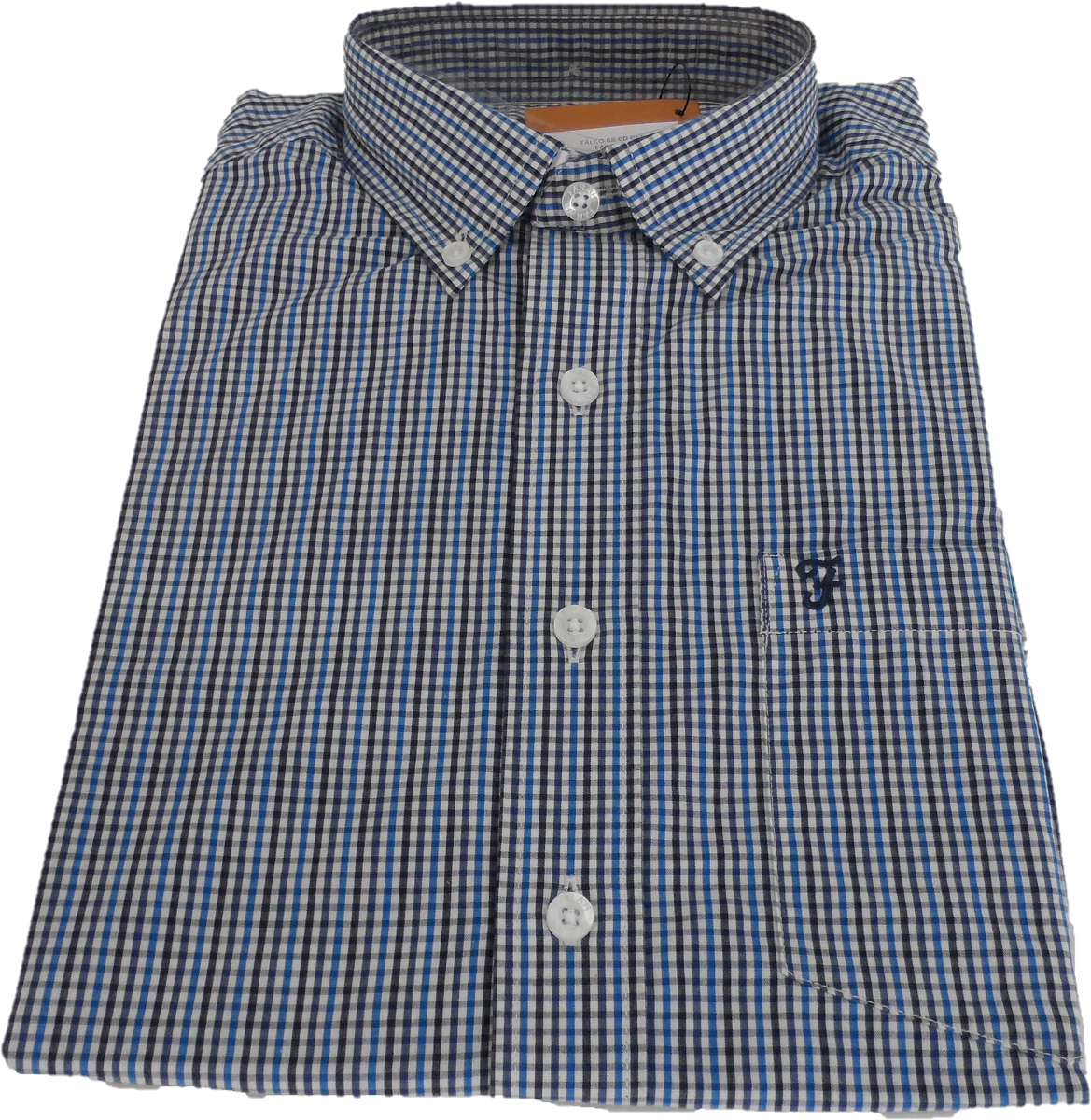 Farah Falco Blue Retro Classic Checked Short Sleeved Shirts