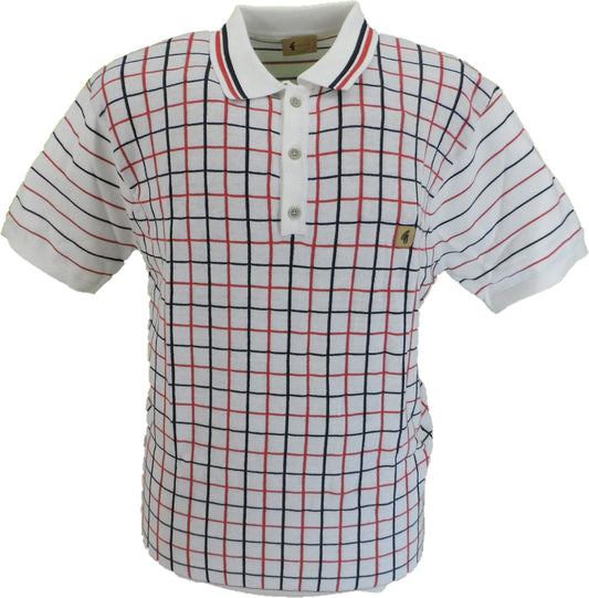 Gabicci Vintage polo de punto retro blanco para hombre