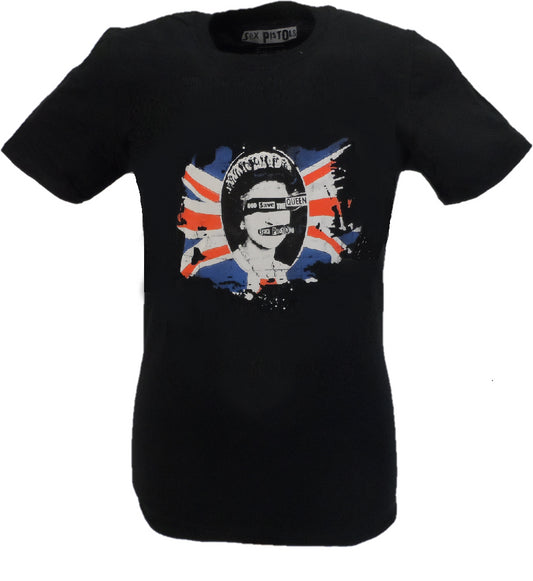 Schwarzes offizielles Herren-T-Shirt „Sex Pistols God Save The Queen“.
