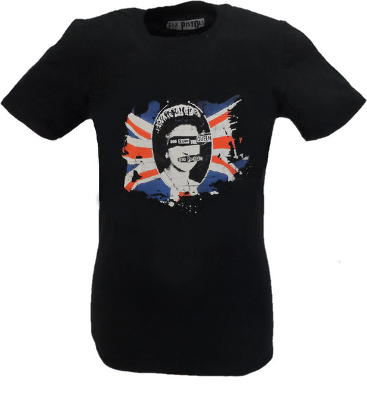 Herre Sorte Officielle Sexpistoler God Save The Queen T-Shirt