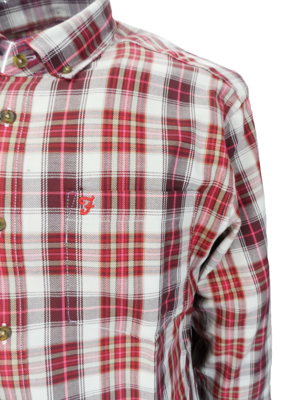 Farah Red Gosling Long Sleeved Retro Mod Button Down Shirts