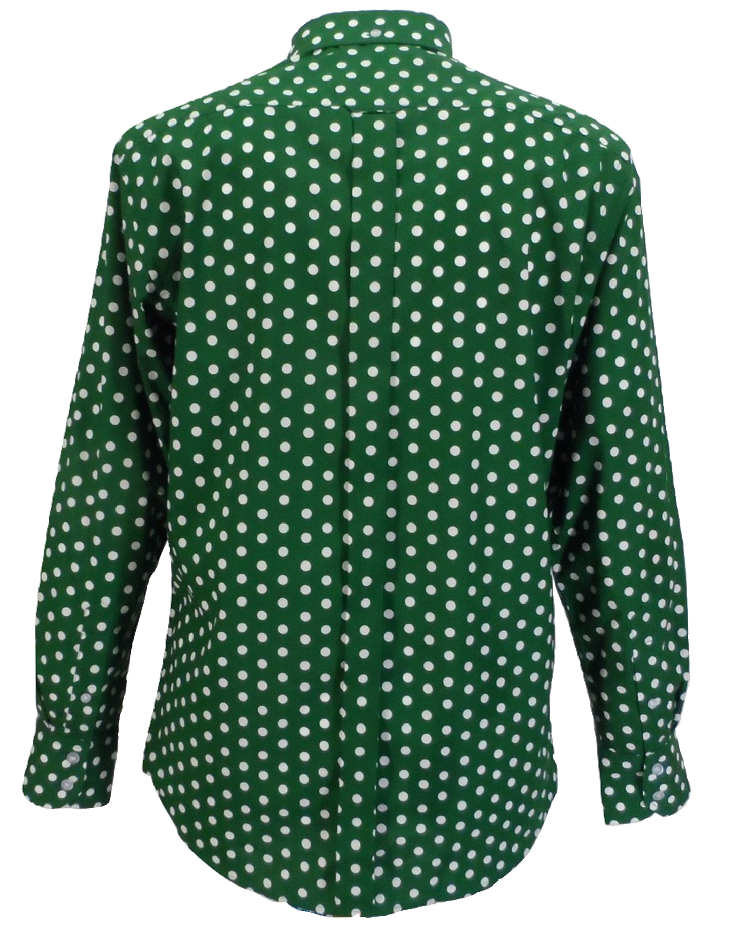 Mazeys Mens Green and White Retro Mod Polka Dot 100% Cotton Shirts…