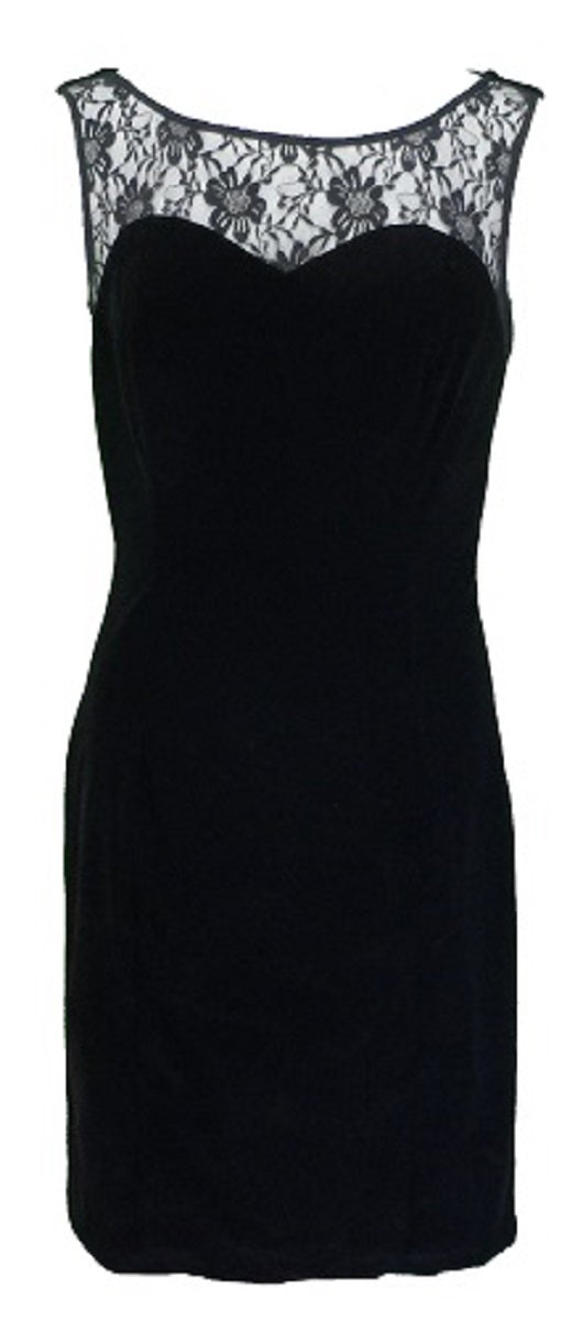 Hearts & Roses Womans Black Romance Velvet Wiggle Dress