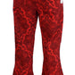 Run & Fly Mens Red Vintage Jimi Hendrix Paisley Retro Bellbottom Flares
