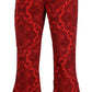 Run & Fly Mens Red Vintage Jimi Hendrix Paisley Retro Bellbottom Flares