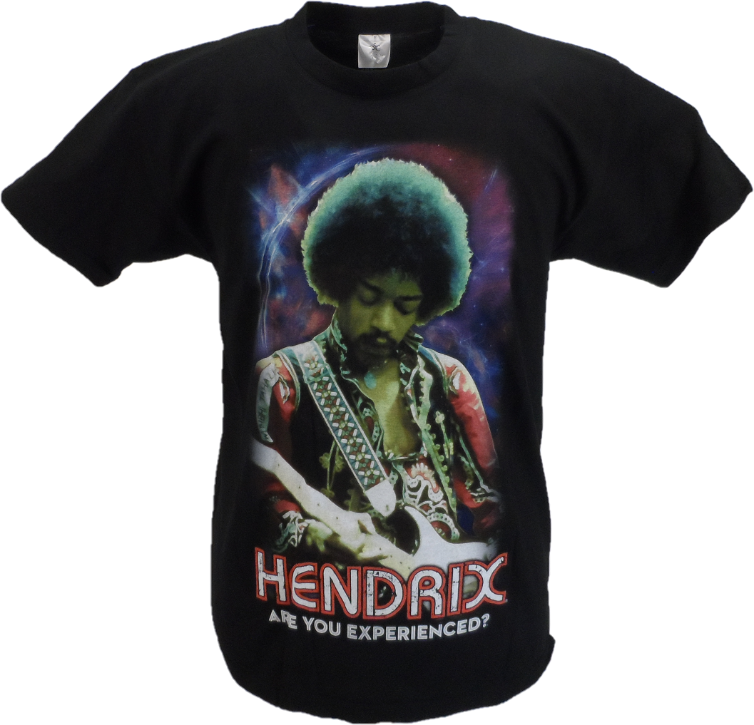 Mens Black Official Jimi Hendrix 'Are You Experienced Cosmic T Shirt