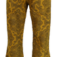 Run & Fly Mens Gold Vintage Jimi Hendrix Paisley Retro Bellbottom Flares