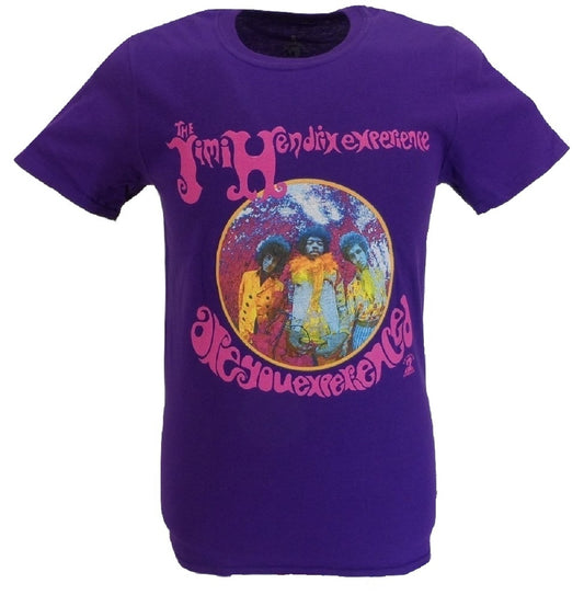 Lila offizielles Jimi Hendrix-T-Shirt für Herren mit der Aufschrift „Are You Experienced“.