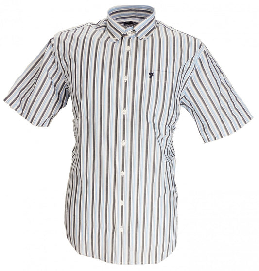Farah Hobson Blue Stripe Retro Classic Gingham Short Sleeved Shirts