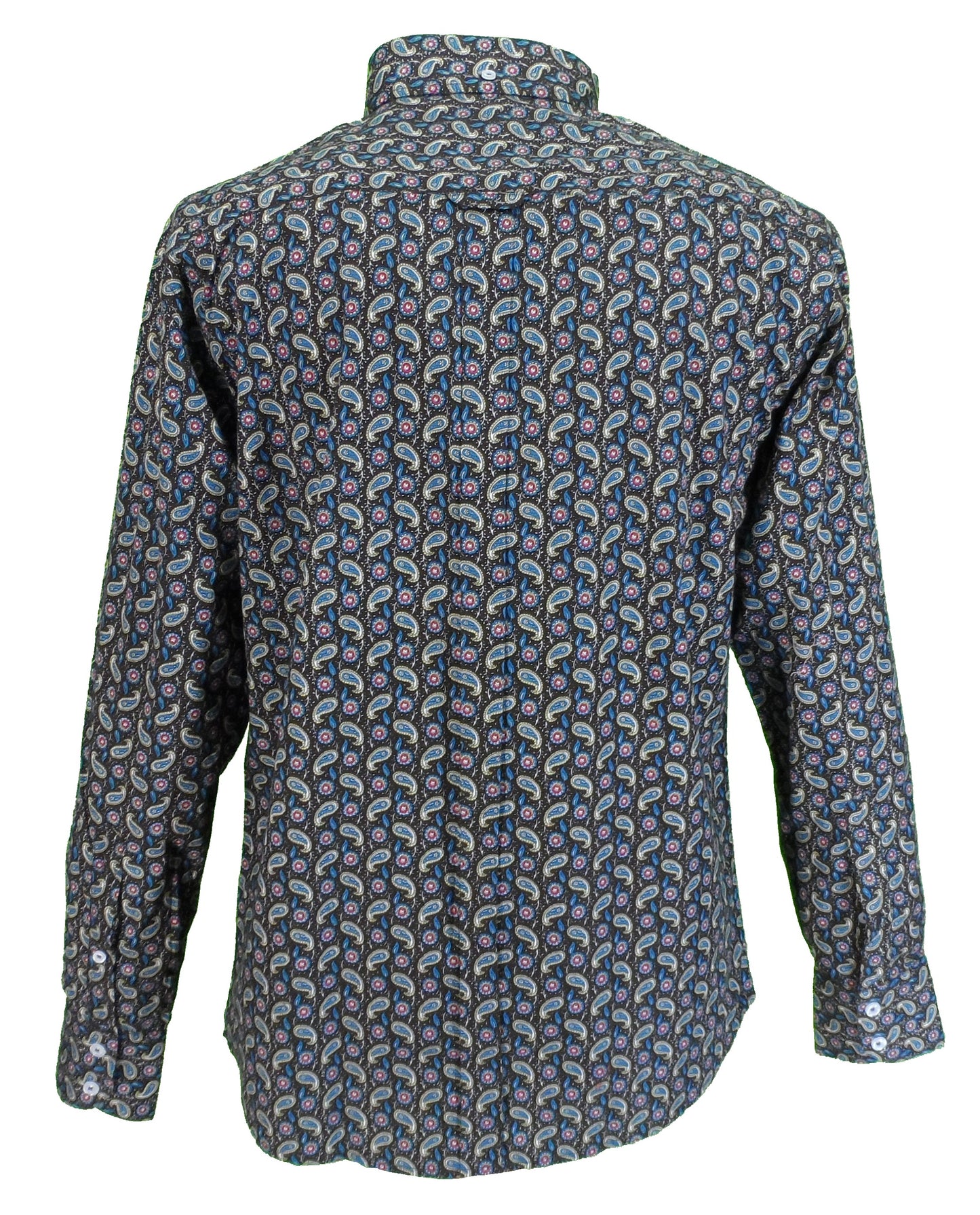 Real Hoxton Mens Brown Paisley Classic Mod Vintage Design Shirt`s