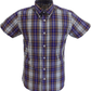 Real Hoxton Mens Purple Checked Short Sleeved  Button Down shirts …