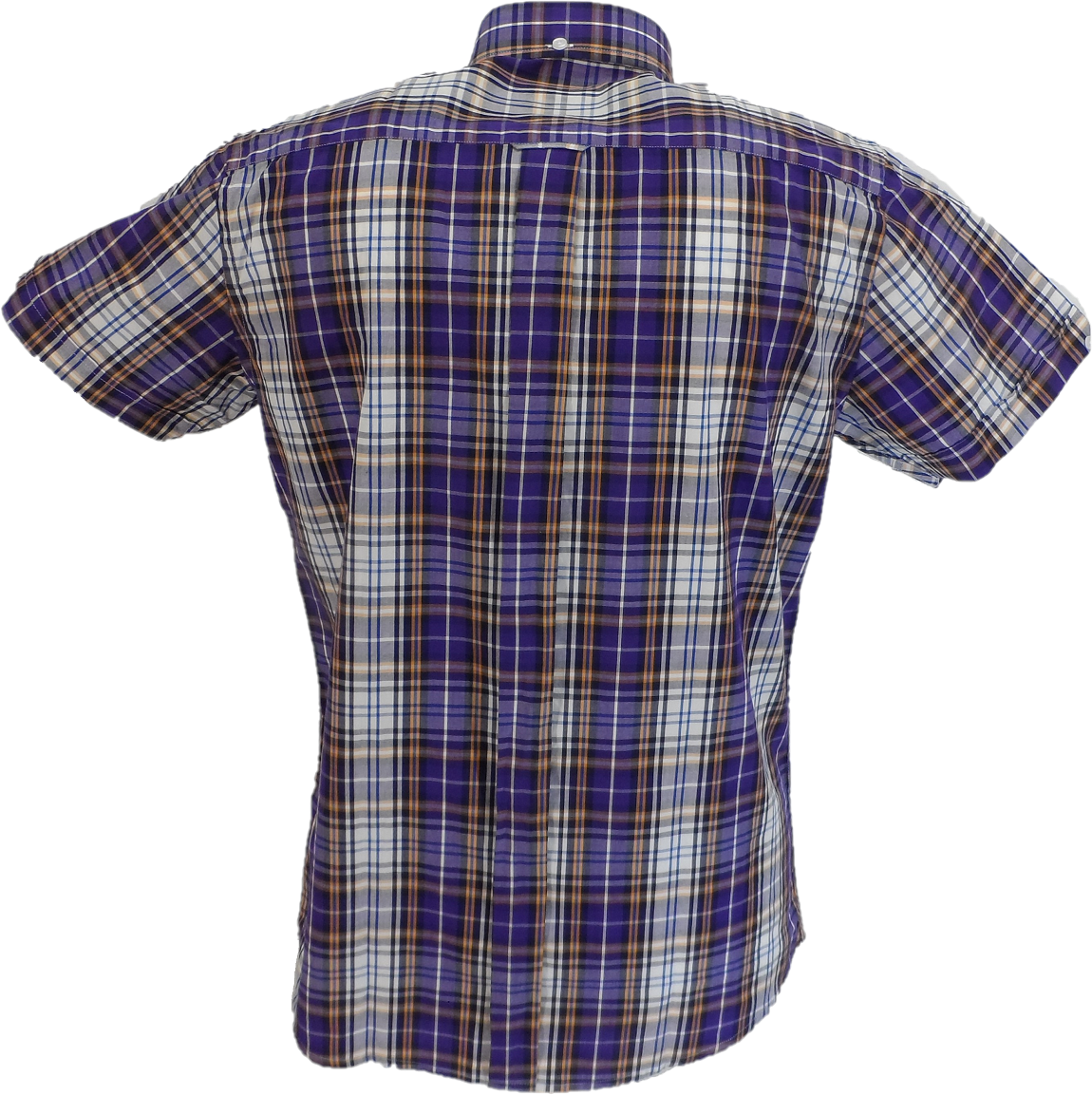 Real Hoxton Mens Purple Checked Short Sleeved  Button Down shirts …