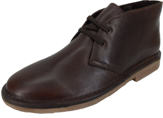 Hush Puppies Mens Brown 2 Eyelet Leather Desert Boots