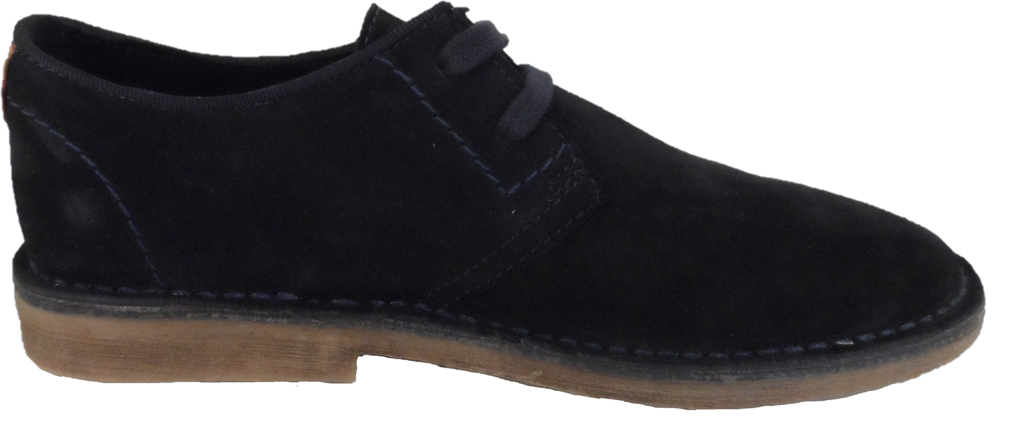 Hush Puppies Mens Navy Real Suede Desert Shoes