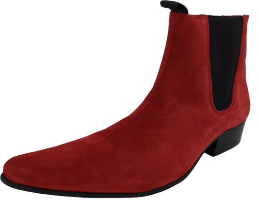 حذاء البيتل Ikon Original باللون الأحمر من جلد الغزال الحقيقي Winklepicker Mod
