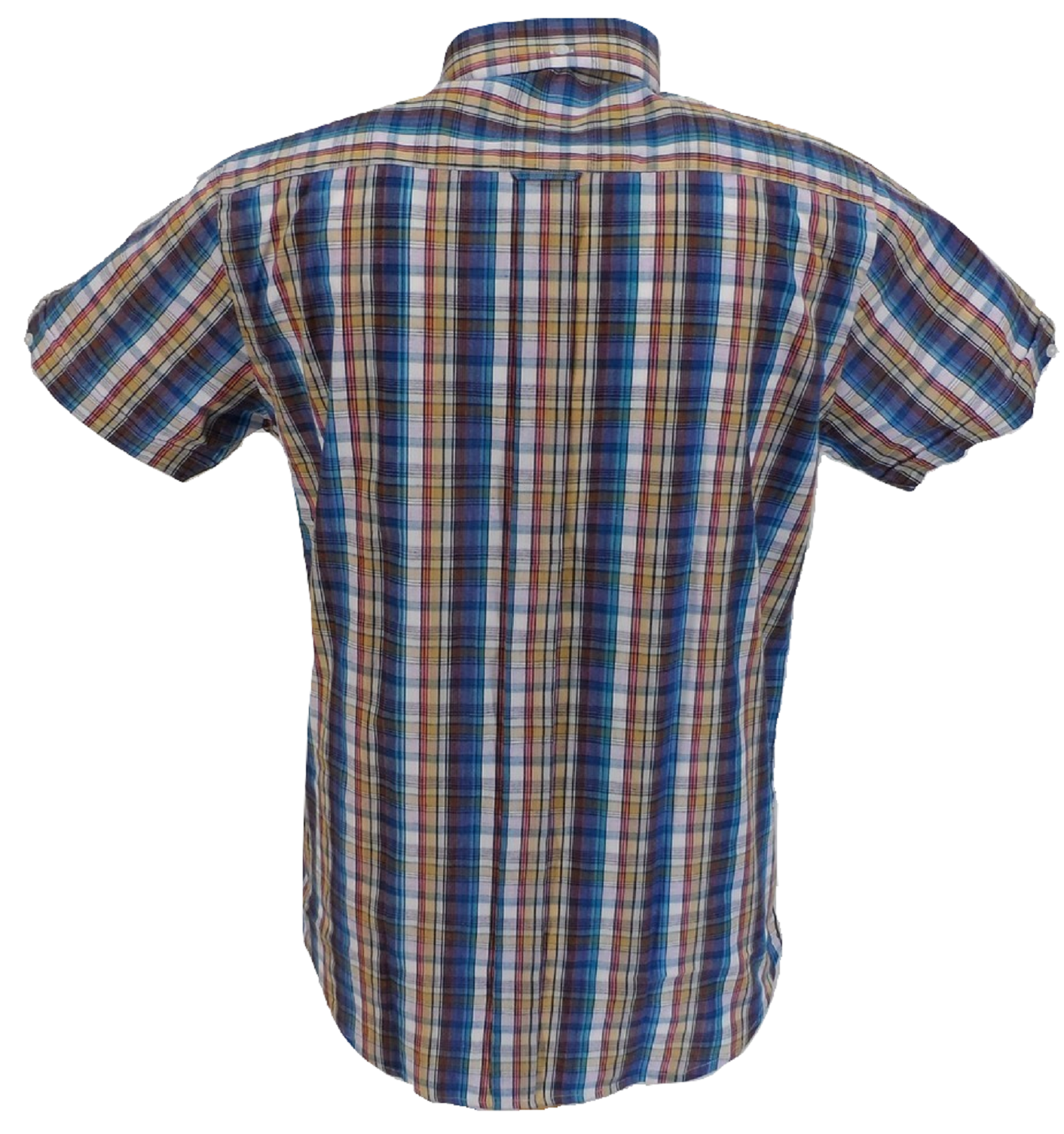 Ikon Original Blue Multi Checked Short Sleeved Button Down Shirts